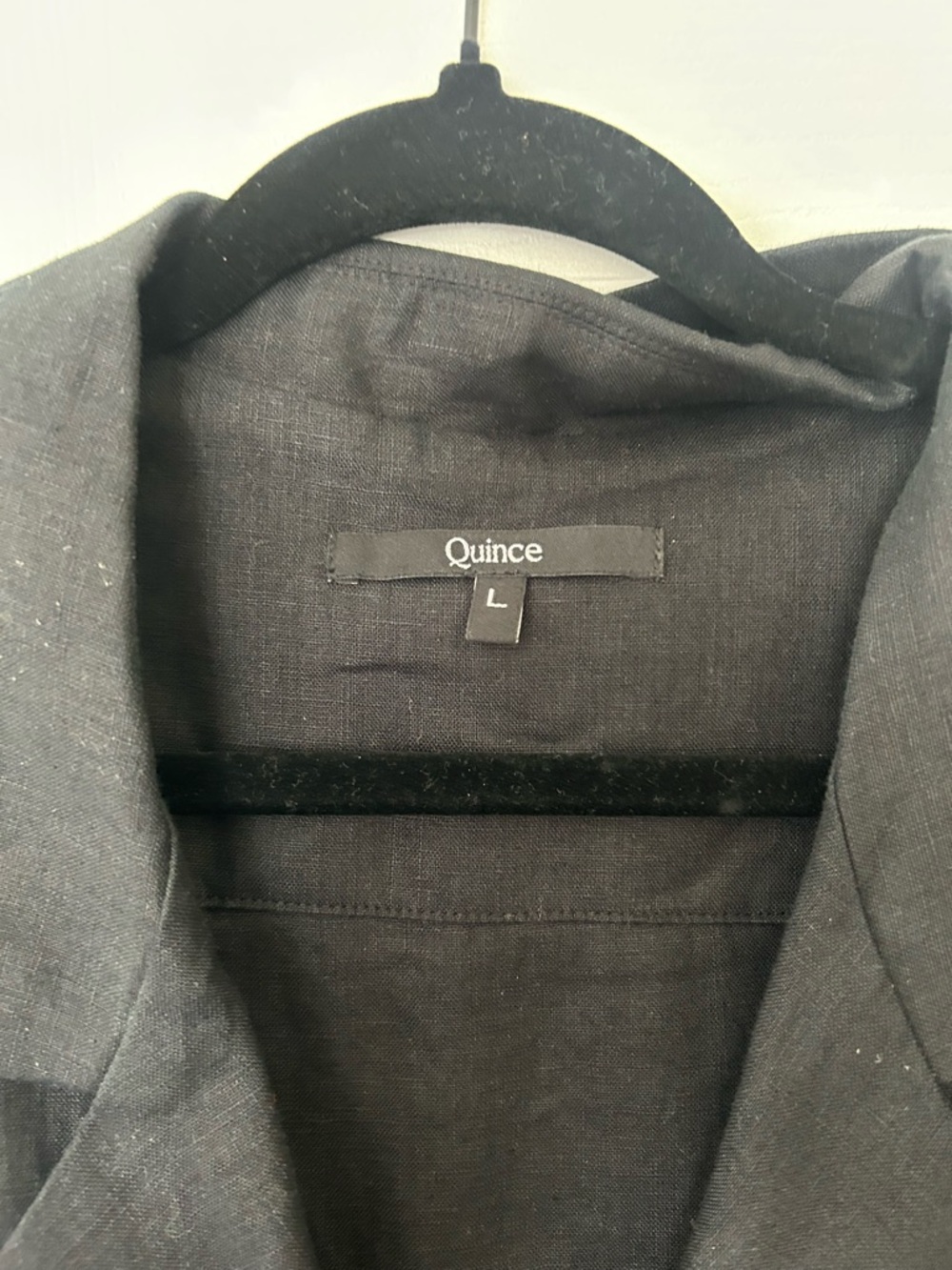 Quince European Linen Black Button-Front Midi Tie Waist Dress - Picture 5 of 6
